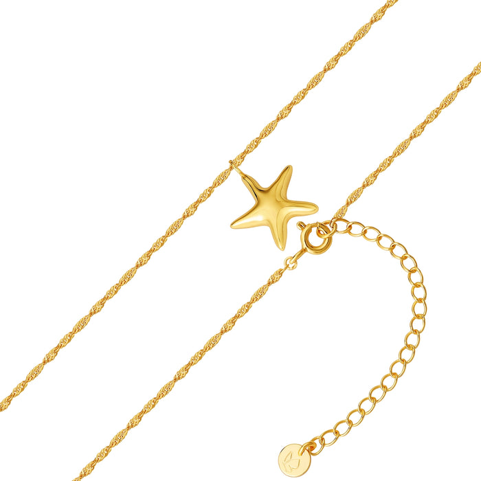 Kordel-Kette mit Seestern-Anhänger gold