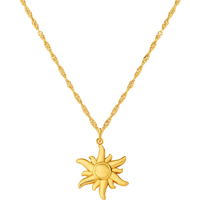 Kordelkette mit Anhänger Sonne gold