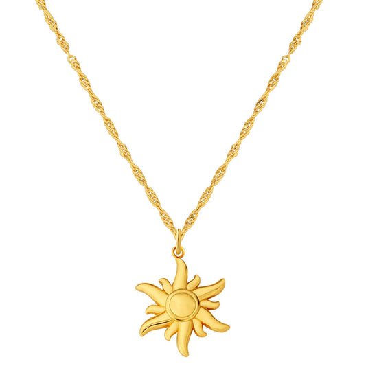 Kordelkette mit Anhänger Sonne gold