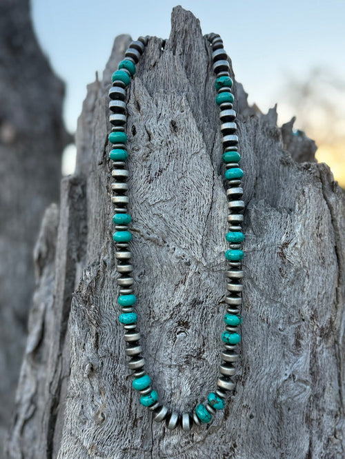 Large Turquoise Roundel Beaded Necklace