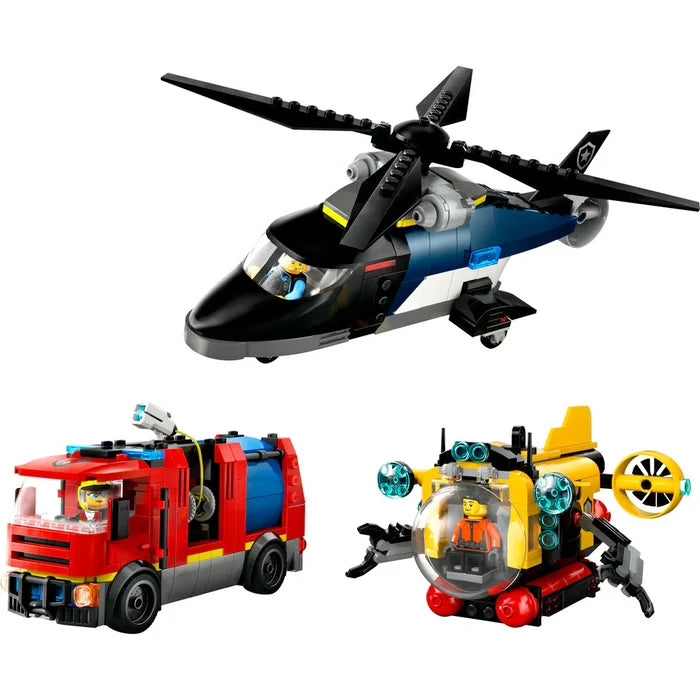 Lego City Helicopter, Fire Truck & Submarine Remix 3 in 1 Building Toy