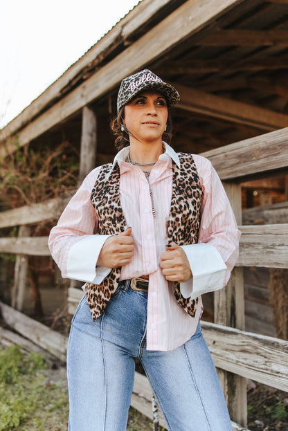 Leopard Print Cropped VestS