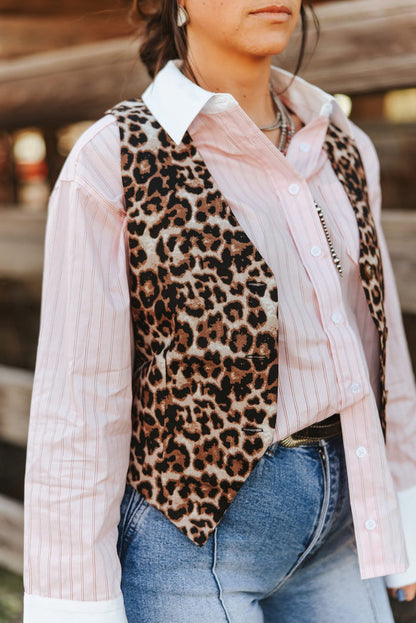 Leopard Print Cropped VestS