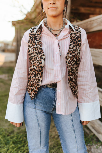 Leopard Print Cropped VestS