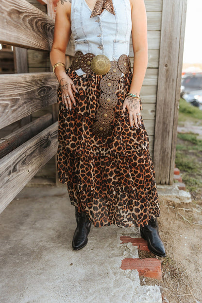 Leopard Printed Ruffle Tier SkirtS