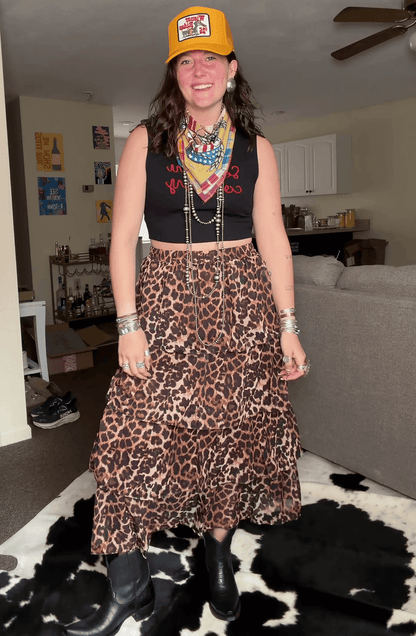 Leopard Printed Ruffle Tier SkirtS