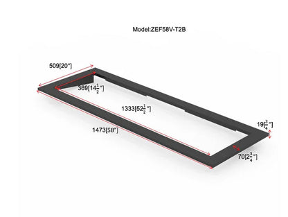 Litedeer Homes 58" Smart Electric Fireplace Trim Kit - ZEF58V-T2B, Black - Litedeer Homes