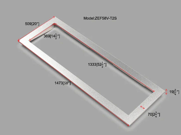 Litedeer Homes 58" Smart Electric Fireplace Trim Kit - ZEF58V-T2B, Black - Litedeer Homes