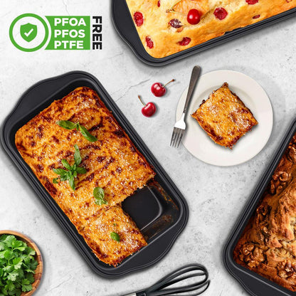 Loaf Pans Set of 6, Quick Heat, Non-Stick Carbon Steel, Easy Grip Handles