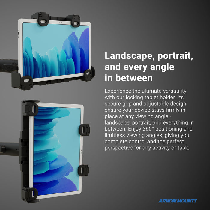 Universal Locking Adjustable Tablet Holder with Key Lock for iPad, Note, Galaxy, and more-Arkon Mounts