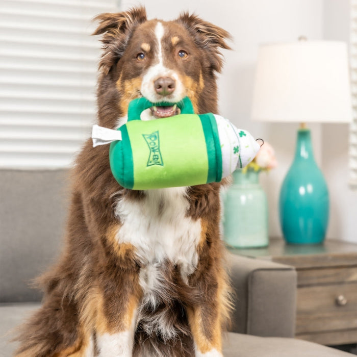 Lucky Pup Irish Latte Green Plush Squeaky Dog Toy - 2 Sizes