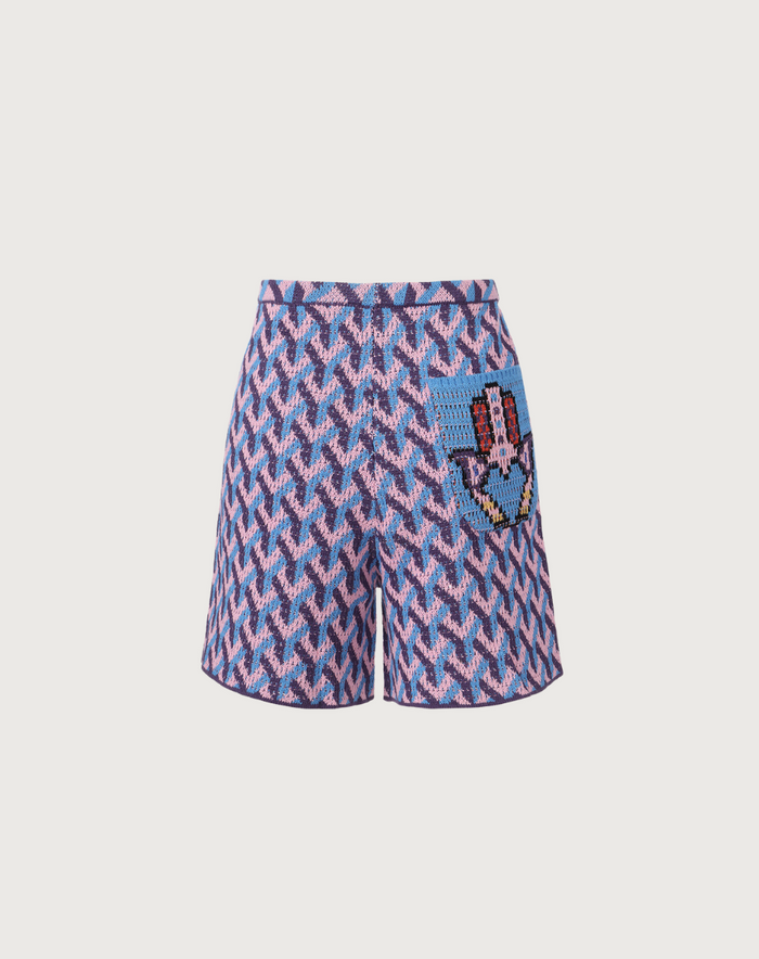Luise Purple Jacquard Knit Short