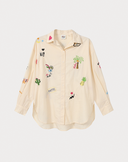 Madison Sand Oversized EMB Shirt