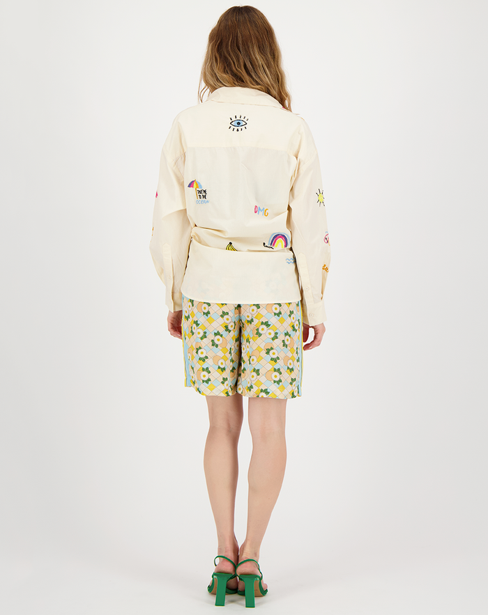 Madison Sand Oversized EMB Shirt