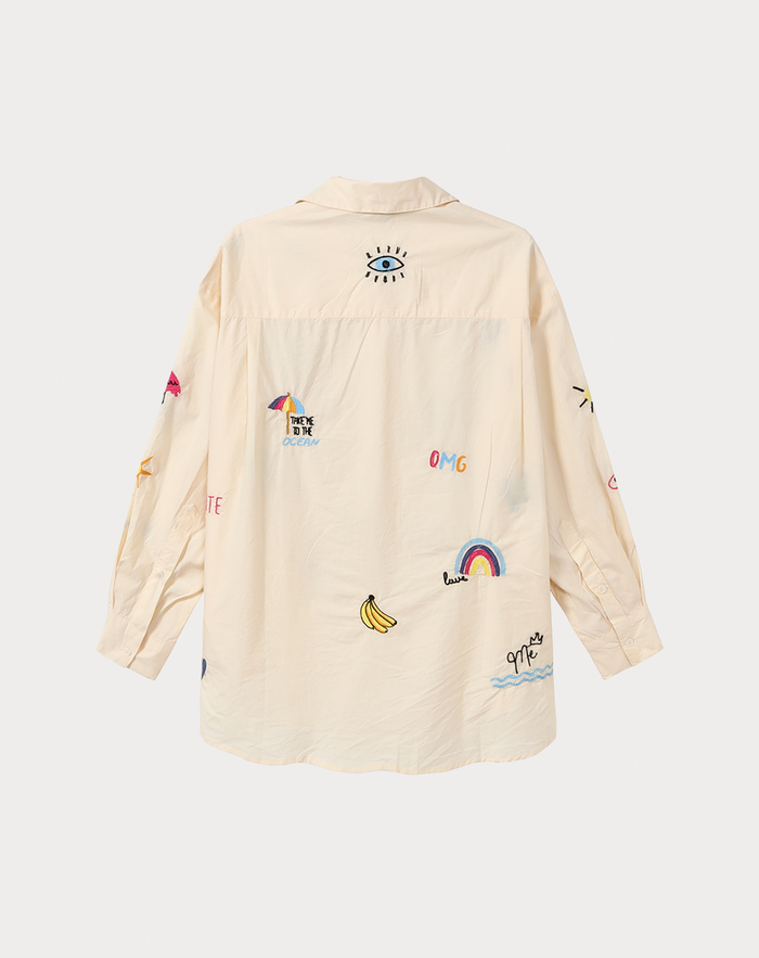 Madison Sand Oversized EMB Shirt