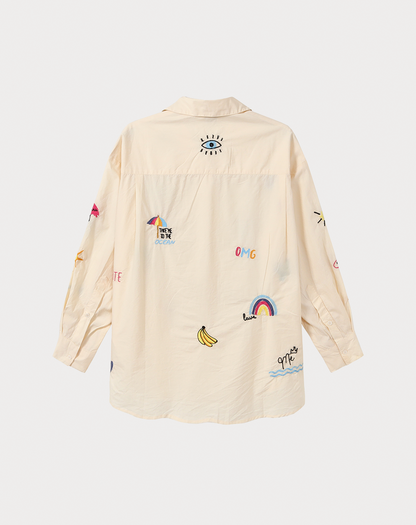 Madison Sand Oversized EMB Shirt