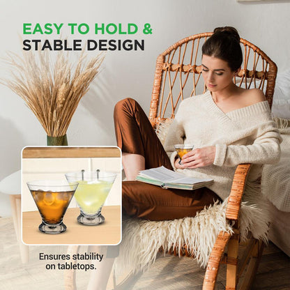 Martini Glasses Set 8.4oz Lead-Free Crystal Dishwasher Safe
