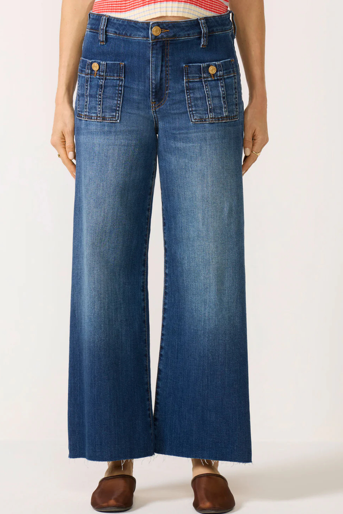Meg High Rise Patch Pocket Wide Leg Jean
