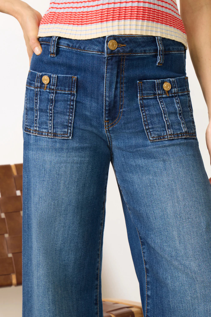 Meg High Rise Patch Pocket Wide Leg Jean