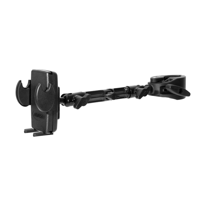 The Mega Grip™ Phone Holder features a black multi-angle arm with a heavy-duty clamp and device holder, designed for secure mounting of your phone or accessories.