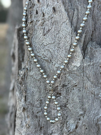 Mesa Moon Looped Silver Pearl Necklace