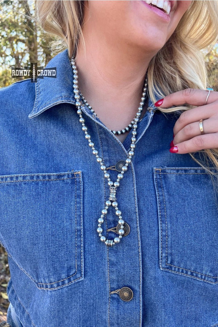 Mesa Moon Looped Silver Pearl Necklace