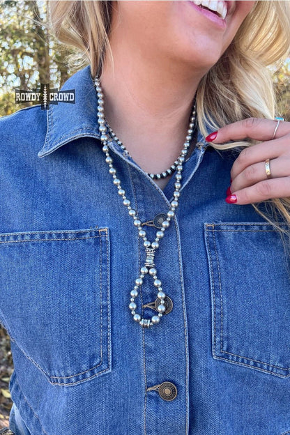 Mesa Moon Looped Silver Pearl Necklace