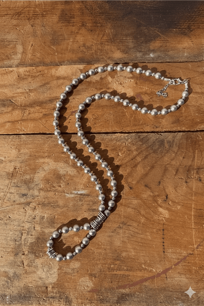 Mesa Moon Looped Silver Pearl Necklace