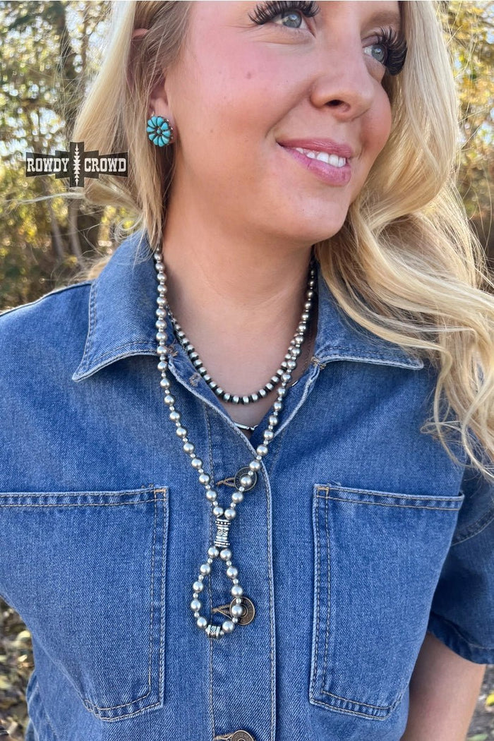 Mesa Moon Looped Silver Pearl Necklace