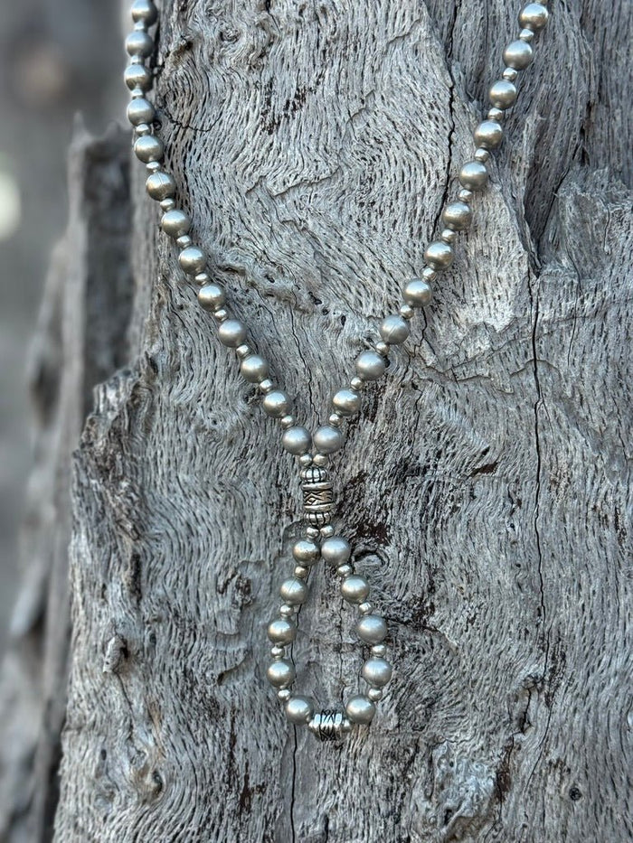 Mesa Moon Looped Silver Pearl Necklace