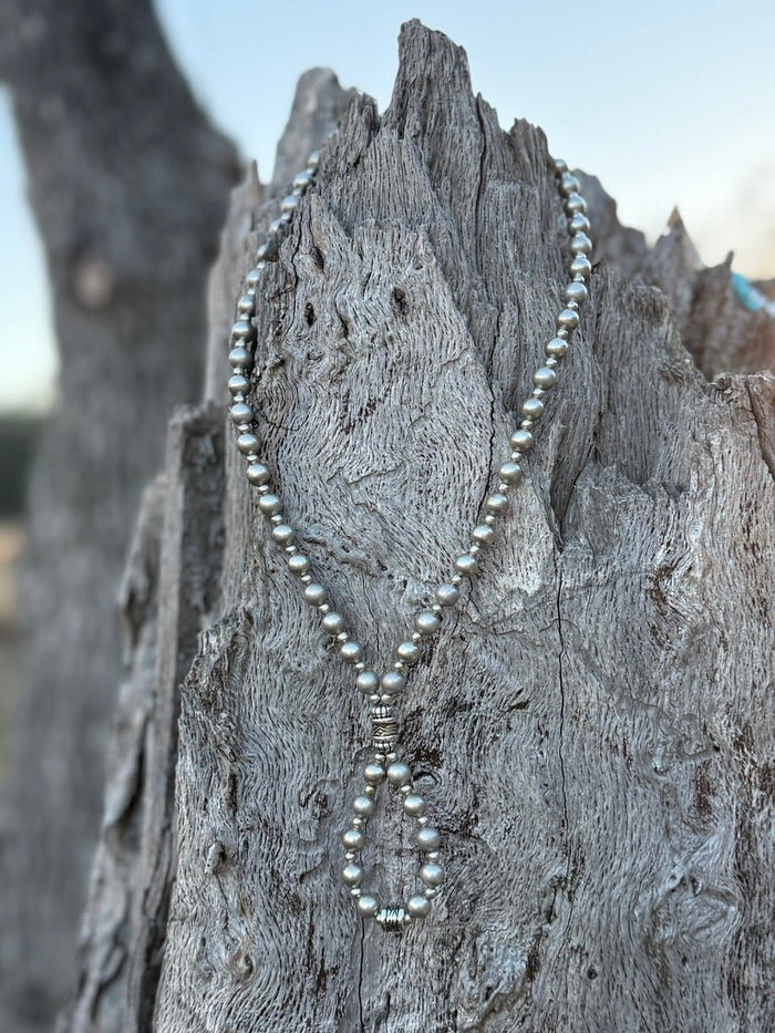 Mesa Moon Looped Silver Pearl Necklace