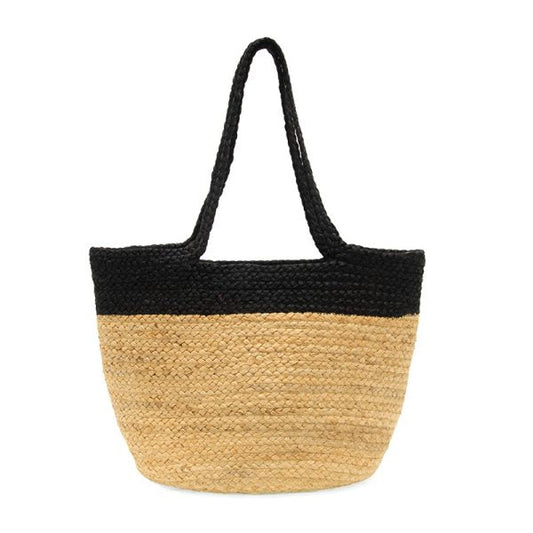 Natural/Black Handle Phoebe Jute Tote