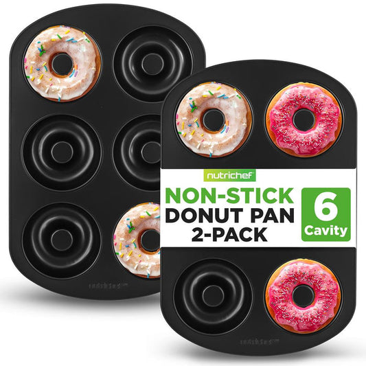 Nonstick Donut Pans 2-Pack, Easy Clean Carbon Steel, Oven Safe 450¬8F