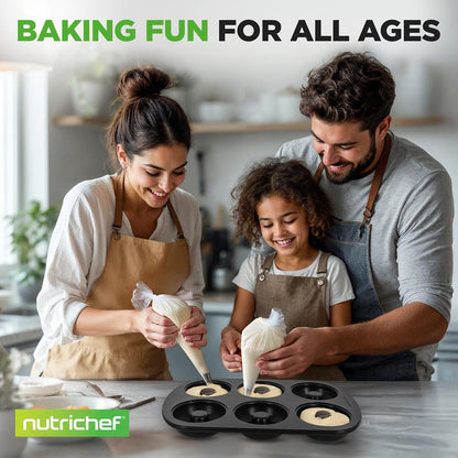 Nonstick Donut Pans 2-Pack, Easy Clean Carbon Steel, Oven Safe 450¬8F