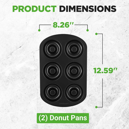 Nonstick Donut Pans 2-Pack, Easy Clean Carbon Steel, Oven Safe 450¬8F