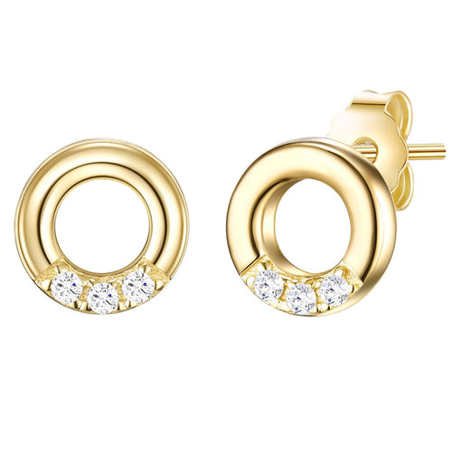 Ohrstecker gold Kreis mit Zirkonia