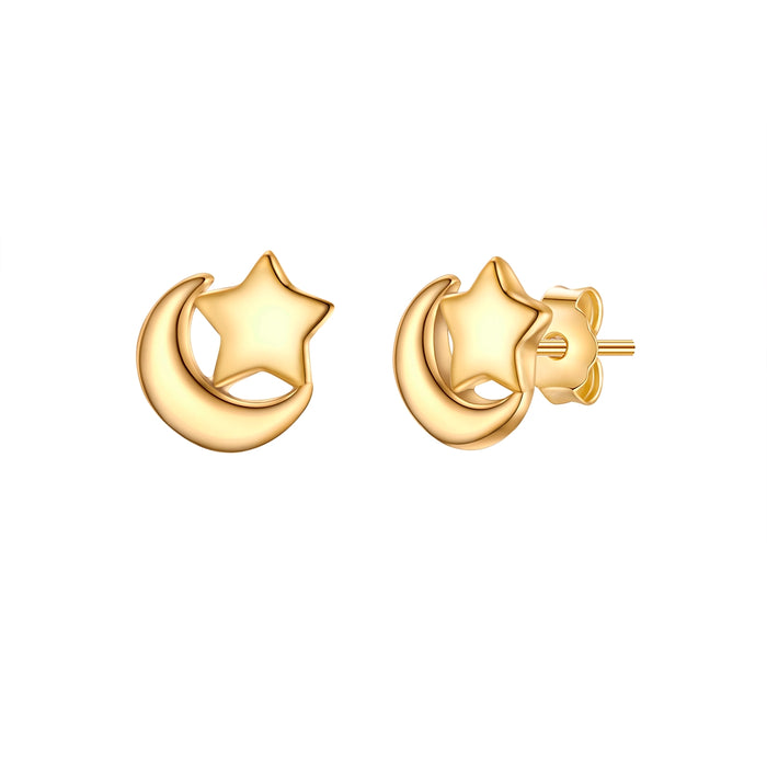 Ohrstecker Mond/Sterne gold