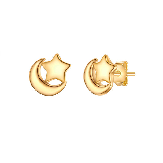 Ohrstecker Mond/Sterne gold