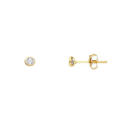 Ohrstecker Zargefassung Zirkonia Gelbgold 750/18K 3.5mm/4mm/5mm/6mm