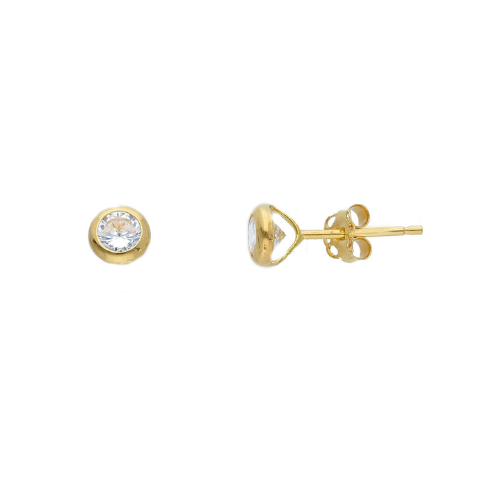 Ohrstecker Zargefassung Zirkonia Gelbgold 750/18K 3.5mm/4mm/5mm/6mm