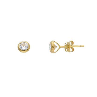 Ohrstecker Zargefassung Zirkonia Gelbgold 750/18K 3.5mm/4mm/5mm/6mm