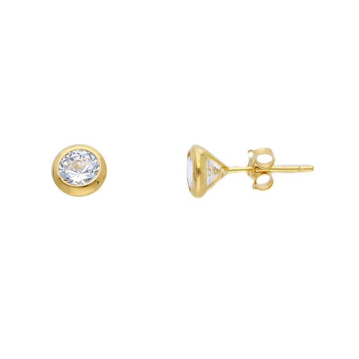 Ohrstecker Zargefassung Zirkonia Gelbgold 750/18K 3.5mm/4mm/5mm/6mm