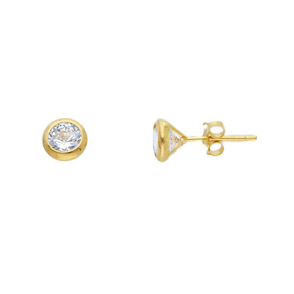 Ohrstecker Zargefassung Zirkonia Gelbgold 750/18K 3.5mm/4mm/5mm/6mm