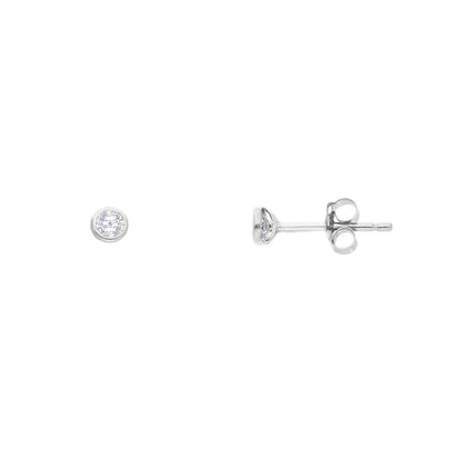 Ohrstecker Zargefassung Zirkonia Weissgold 750/18K 3.5mm/4mm/5mm/6mm