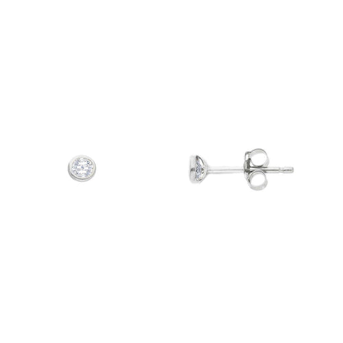 Ohrstecker Zargefassung Zirkonia Weissgold 750/18K 3.5mm/4mm/5mm/6mm