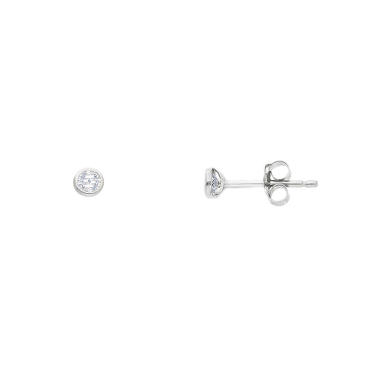 Ohrstecker Zargefassung Zirkonia Weissgold 750/18K 3.5mm/4mm/5mm/6mm