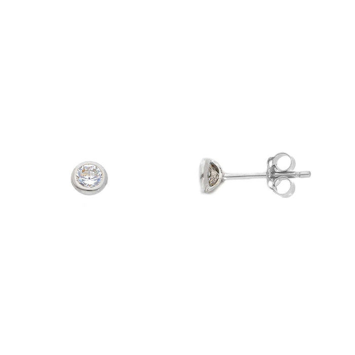 Ohrstecker Zargefassung Zirkonia Weissgold 750/18K 3.5mm/4mm/5mm/6mm