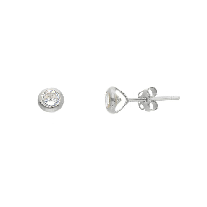 Ohrstecker Zargefassung Zirkonia Weissgold 750/18K 3.5mm/4mm/5mm/6mm