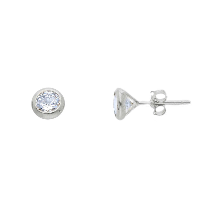 Ohrstecker Zargefassung Zirkonia Weissgold 750/18K 3.5mm/4mm/5mm/6mm