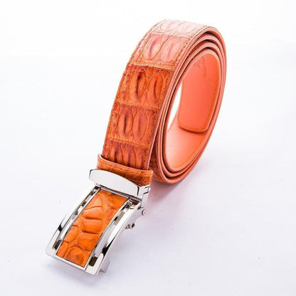 Orange Genuine Crocodile Skin Leather Mens Belts-Bikerringshop